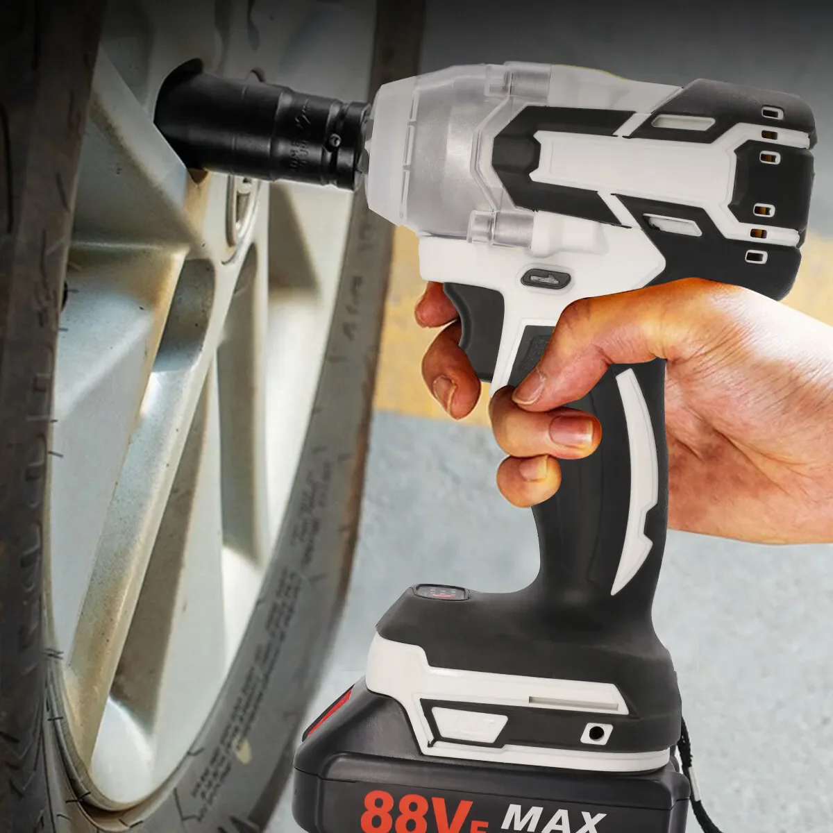 580NM Cordless Electric Impact Wrench 1/2 inch Power Tools Compatible Makita 21V 1/2PCS Battery Wrench with Toolbox Set