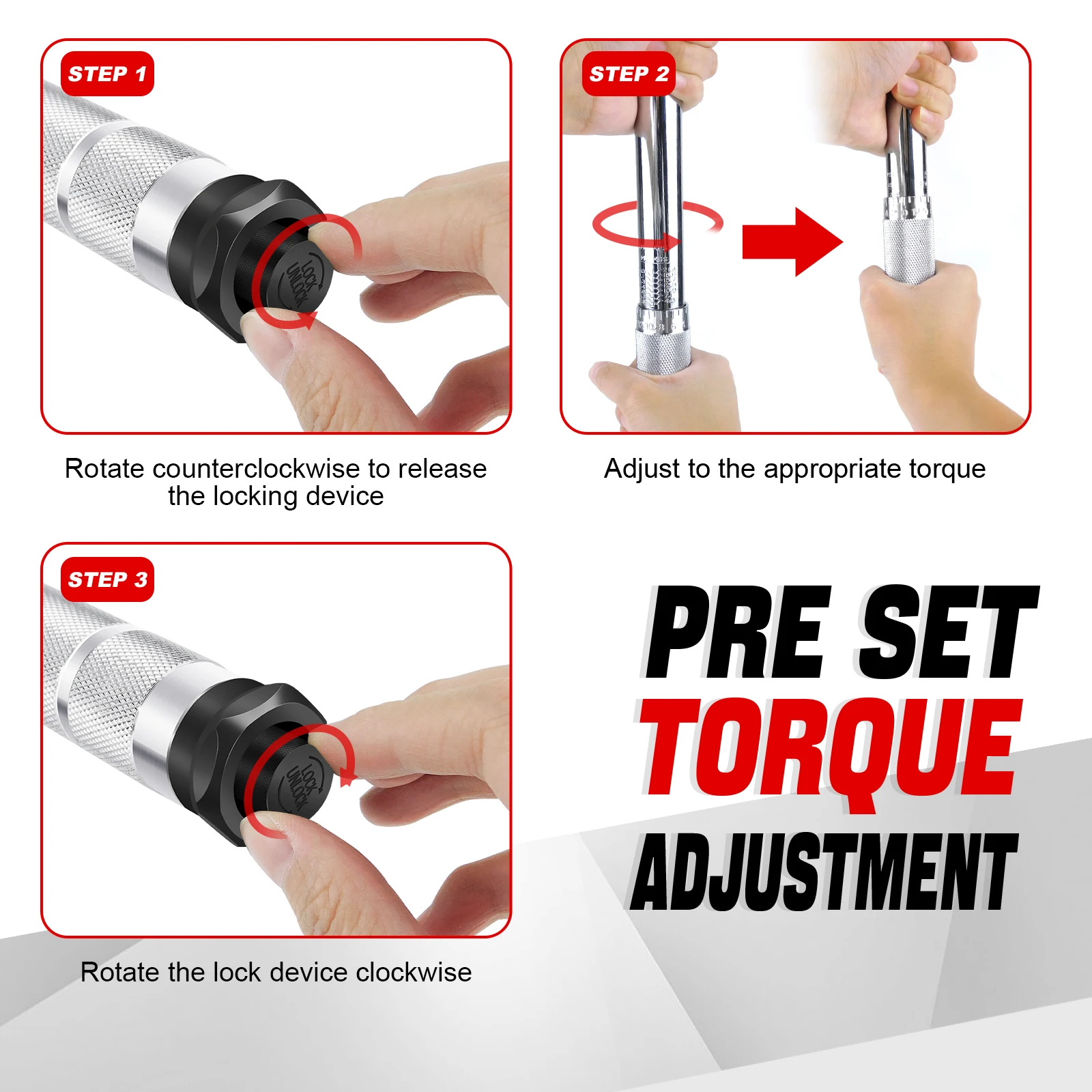 BRIEFNESS 28-210Nm 1/2'' Drive Ratchet Torque Wrench Reversible Ratchet Torque Wrench Mechanical Repair Ratchet Torque Wrench