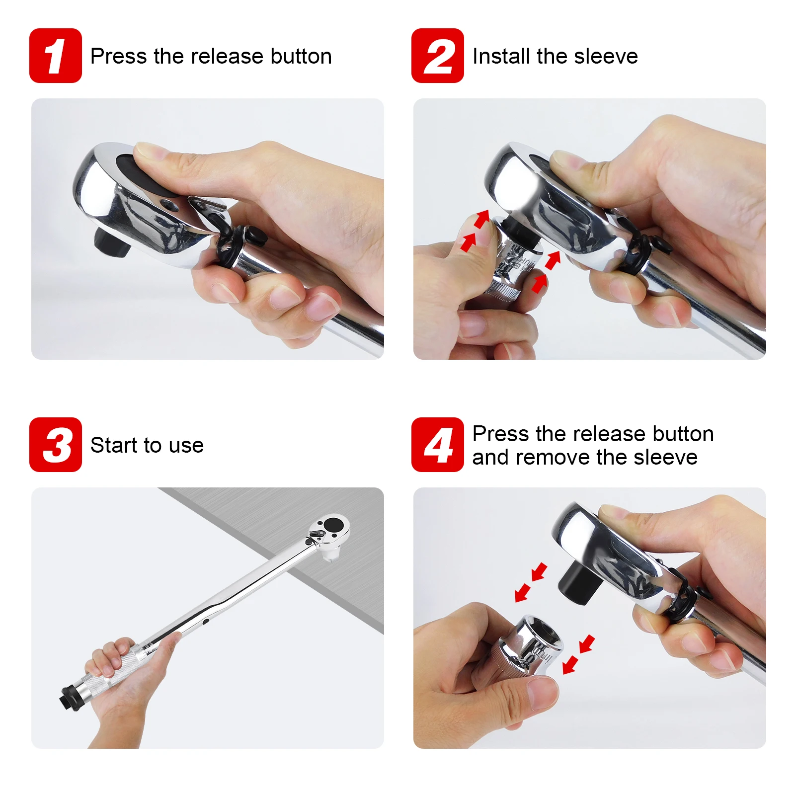 BRIEFNESS 28-210Nm 1/2'' Drive Ratchet Torque Wrench Reversible Ratchet Torque Wrench Mechanical Repair Ratchet Torque Wrench