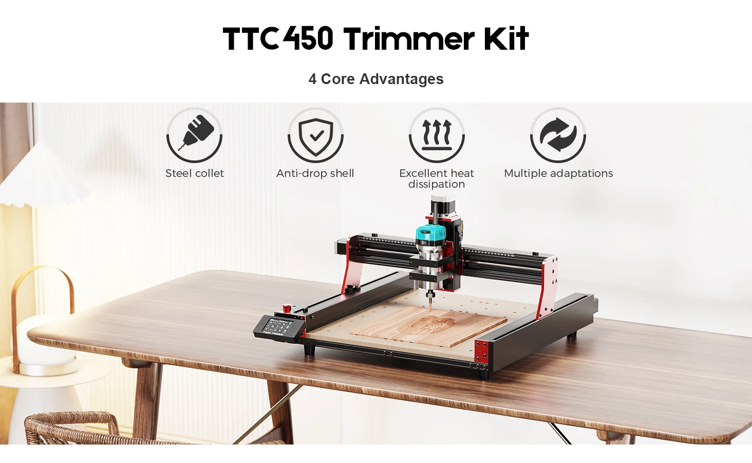 Twotrees 30000RPM Wood Router Trimmer Kit 800W Spindle for CNC Machine TTC450 TTC450PRO Engraver Wood Router Compact Router Tool