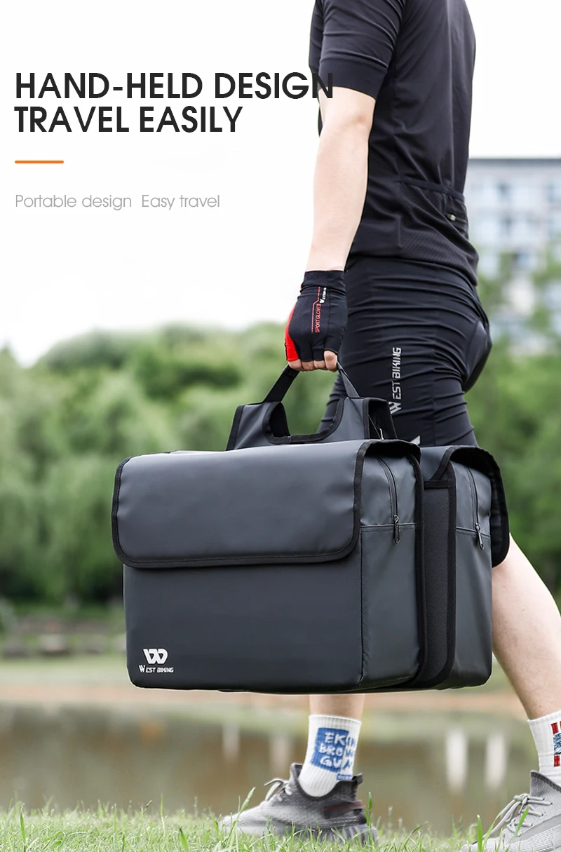 WEST BIKING Waterproof Bike Panniers Bag 36L Large Capacity Bicycle Trunk Bag Luggage Carrier MTB Rear Rack Bags For Travel