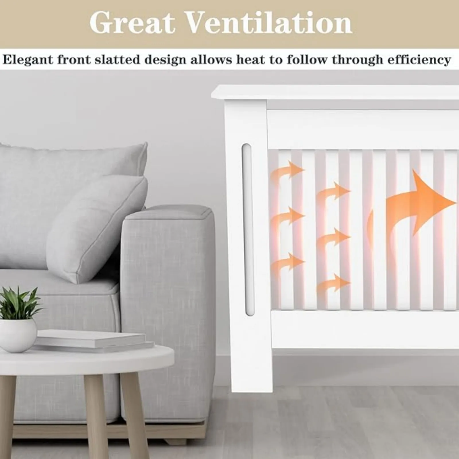 BRIEFNESS Radiator Cover White Painted MDF Cabinet Heater Cover Mounted on Wooden For Living Room Hallway Heater Cover Decoration