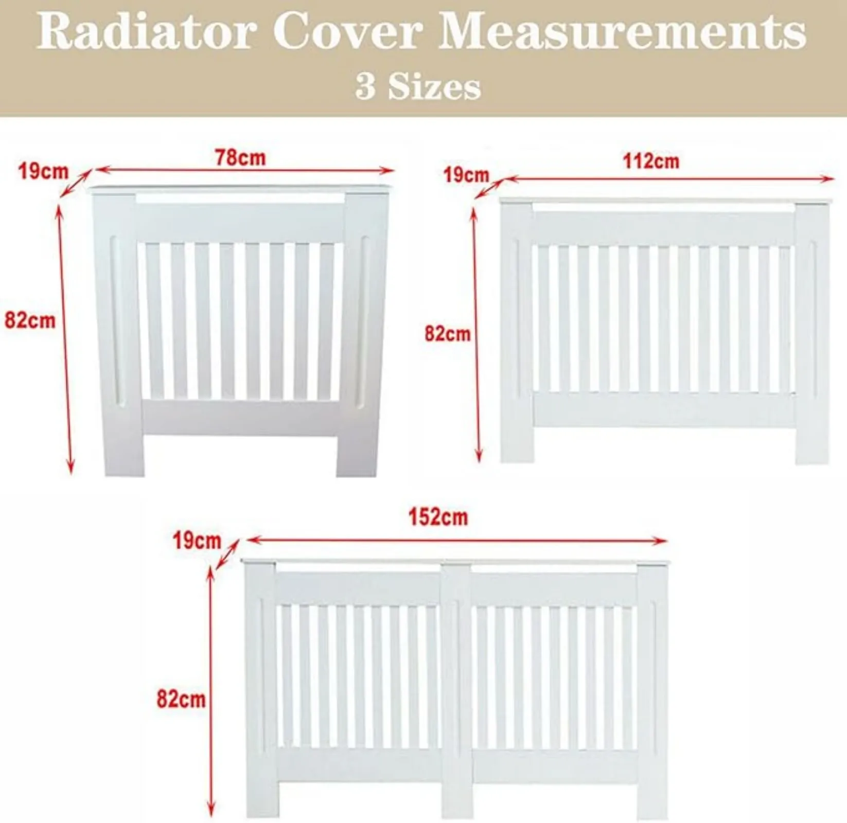 BRIEFNESS Radiator Cover White Painted MDF Cabinet Heater Cover Mounted on Wooden For Living Room Hallway Heater Cover Decoration