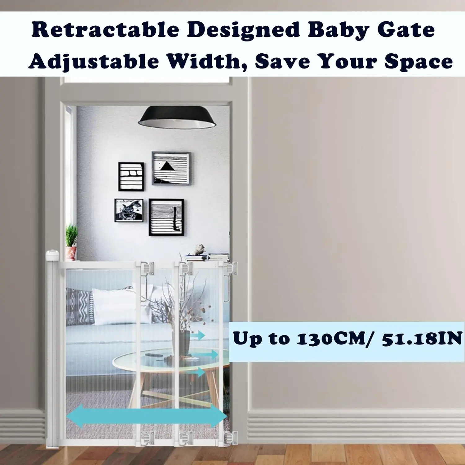 BRIEFNESS Retractable Stair Gate Safety Gate Safety Dog Gate Retractable Gate Baby Stair Gate Child Safety Gate White