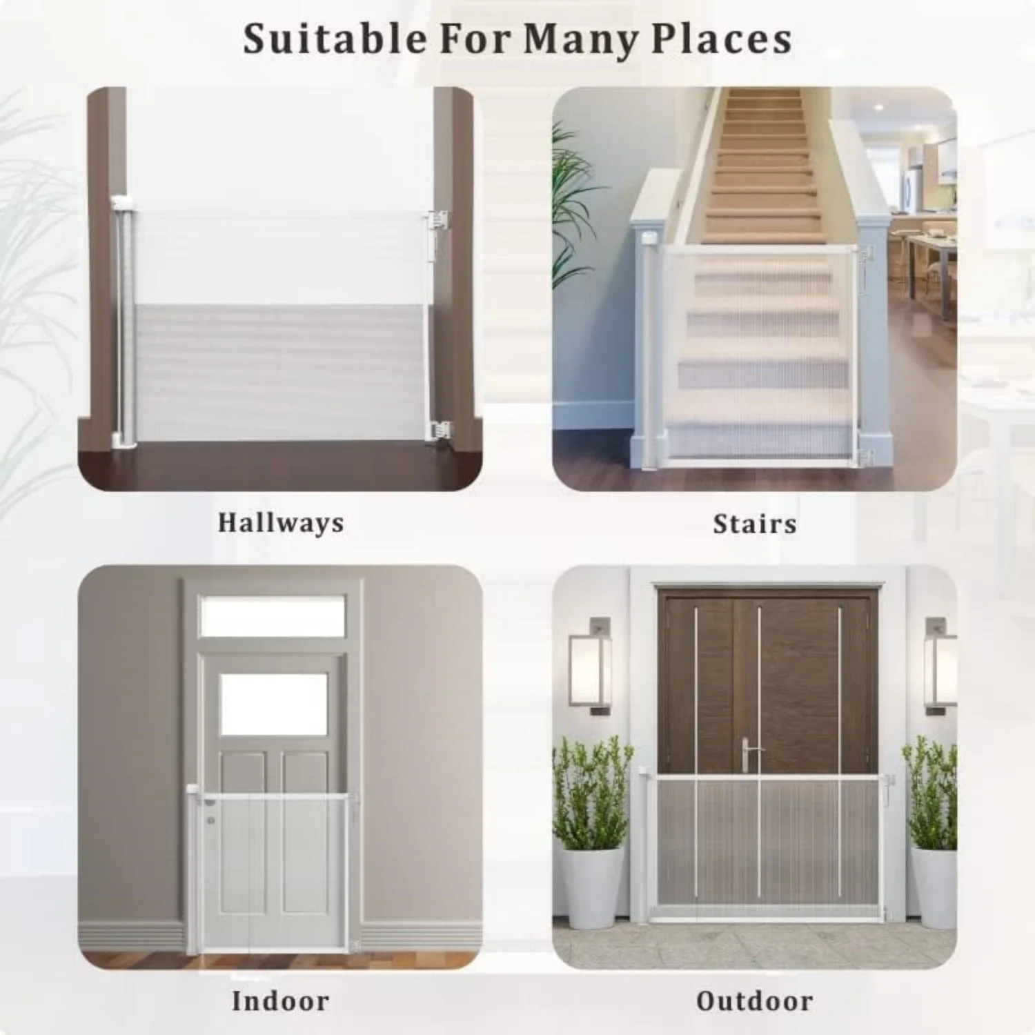 BRIEFNESS Retractable Stair Gate Safety Gate Safety Dog Gate Retractable Gate Baby Stair Gate Child Safety Gate White