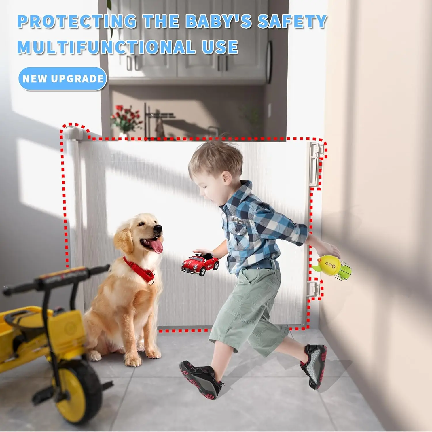 BRIEFNESS Retractable Stair Gate Safety Gate Safety Dog Gate Retractable Gate Baby Stair Gate Child Safety Gate White