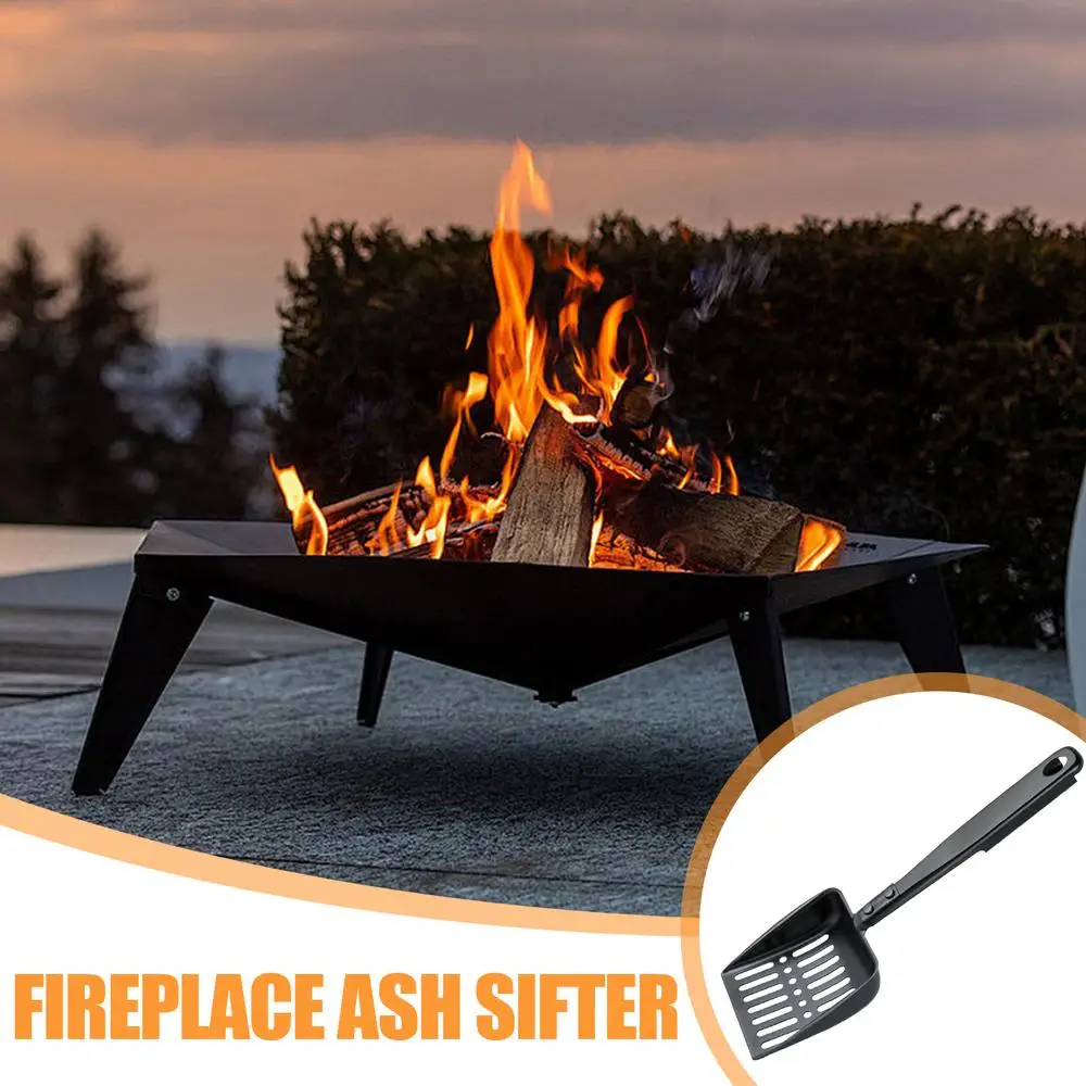 Metal Fireplace Ash Hollow Out Wood Stove Ash Sifter Charcoal Shovel Fireplace Tools Iron Coal Shovel for Wood Stove