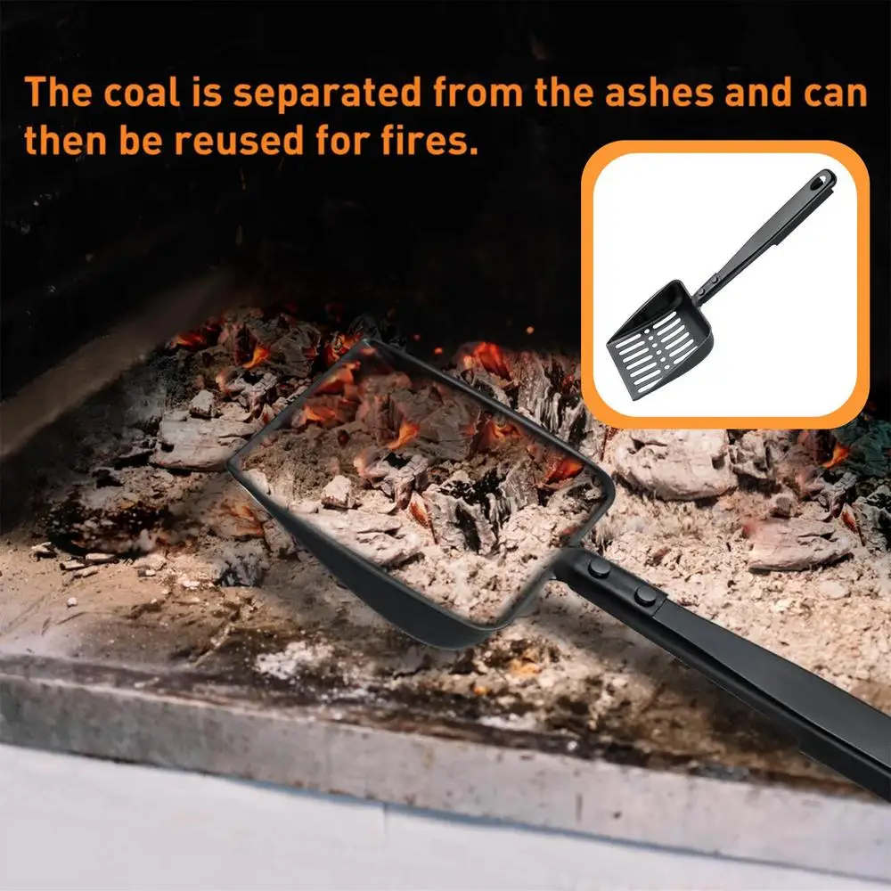 Metal Fireplace Ash Hollow Out Wood Stove Ash Sifter Charcoal Shovel Fireplace Tools Iron Coal Shovel for Wood Stove
