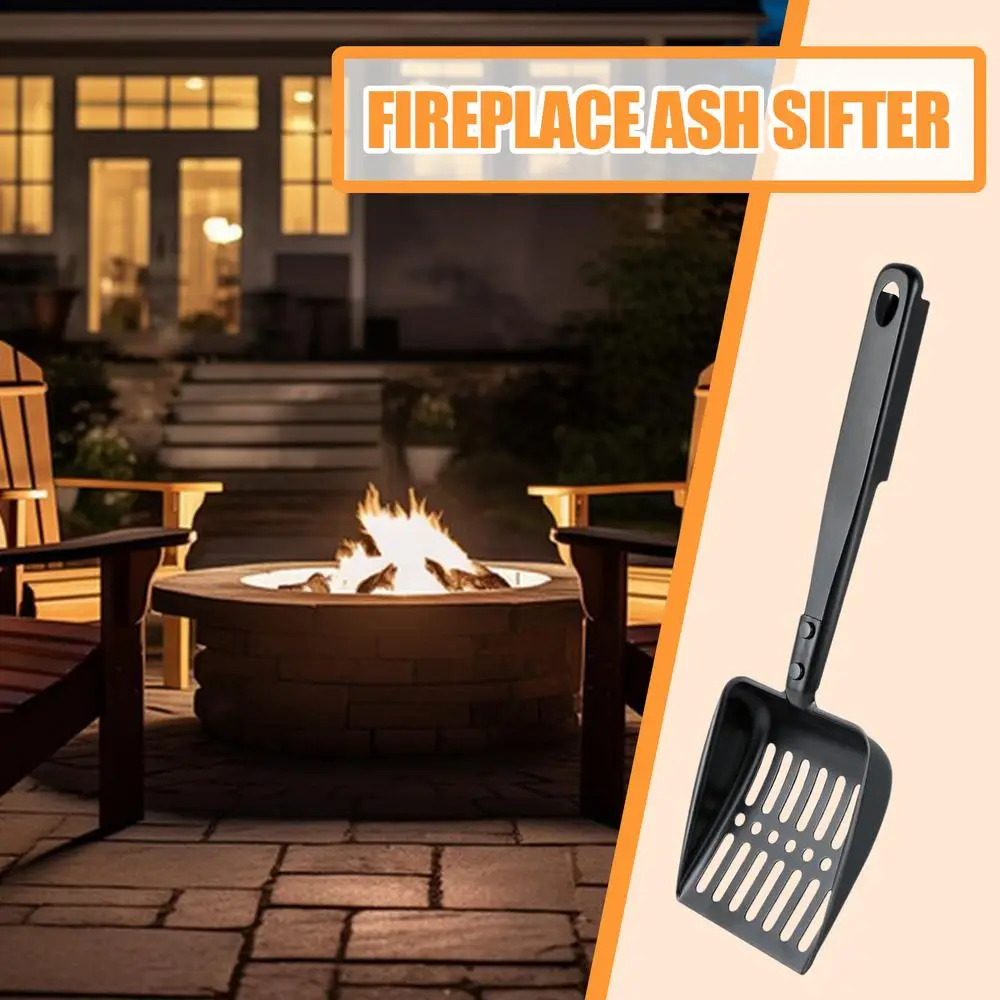 Metal Fireplace Ash Hollow Out Wood Stove Ash Sifter Charcoal Shovel Fireplace Tools Iron Coal Shovel for Wood Stove