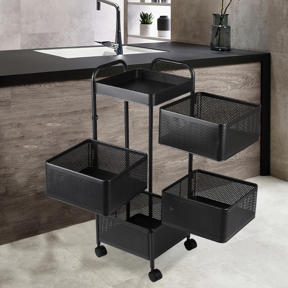 Voltsify 4-Tier Kitchen Storage Rack with Wheels, 26cm W x 26cm D x 73cm H