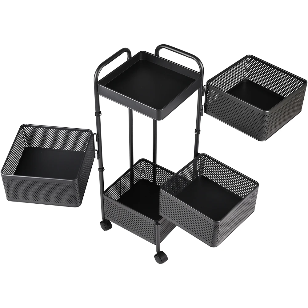 Voltsify 4-Tier Kitchen Storage Rack with Wheels, 26cm W x 26cm D x 73cm H