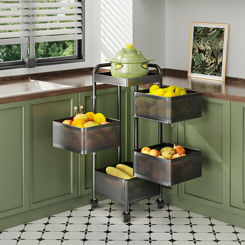 Voltsify 4-Tier Kitchen Storage Rack with Wheels, 26cm W x 26cm D x 73cm H