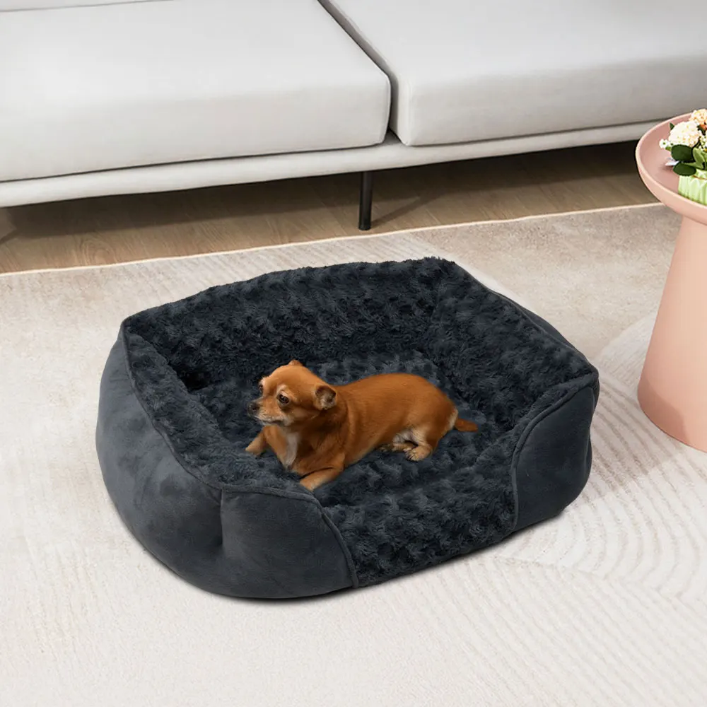 Livingandhome Soft Grey Pet Sleeping Bed for Small Medium Large Removable Dogs Puppy Bed Pet Supplies