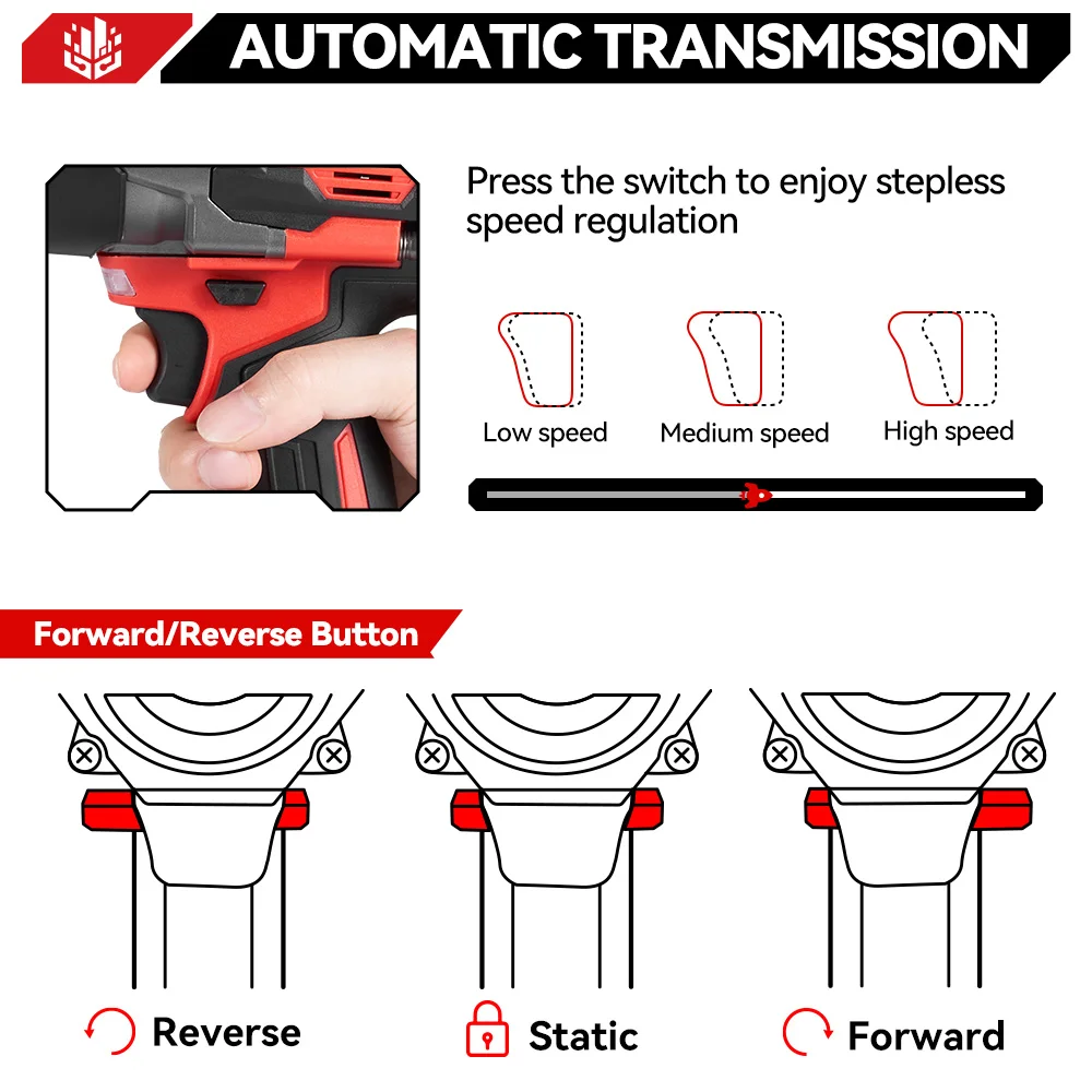 ONEVAN 2800N.M Brushless Electric Impact Wrench 1/2 Inch Cordless Torque Wrench Drill Power Tool For Makita 18V Battery Pin