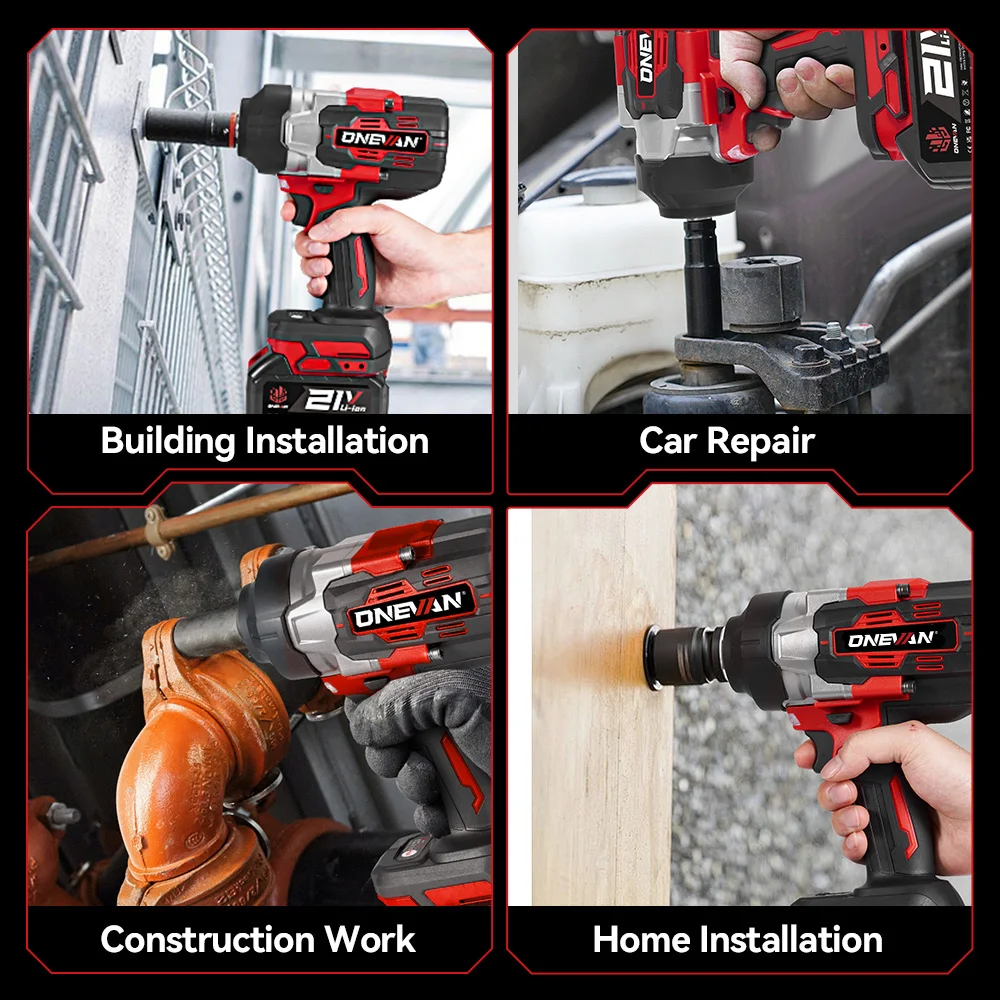ONEVAN 2800N.M Brushless Electric Impact Wrench 1/2 Inch Cordless Torque Wrench Drill Power Tool For Makita 18V Battery Pin