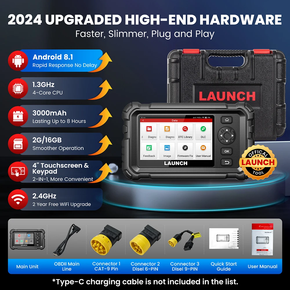 LAUNCH CRP129 HD Heavy Duty Truck Scanner,Full System Diesel Scan Tool with 7 Resets,DPF Force Regen & Reset,for 24V Heavy Truck