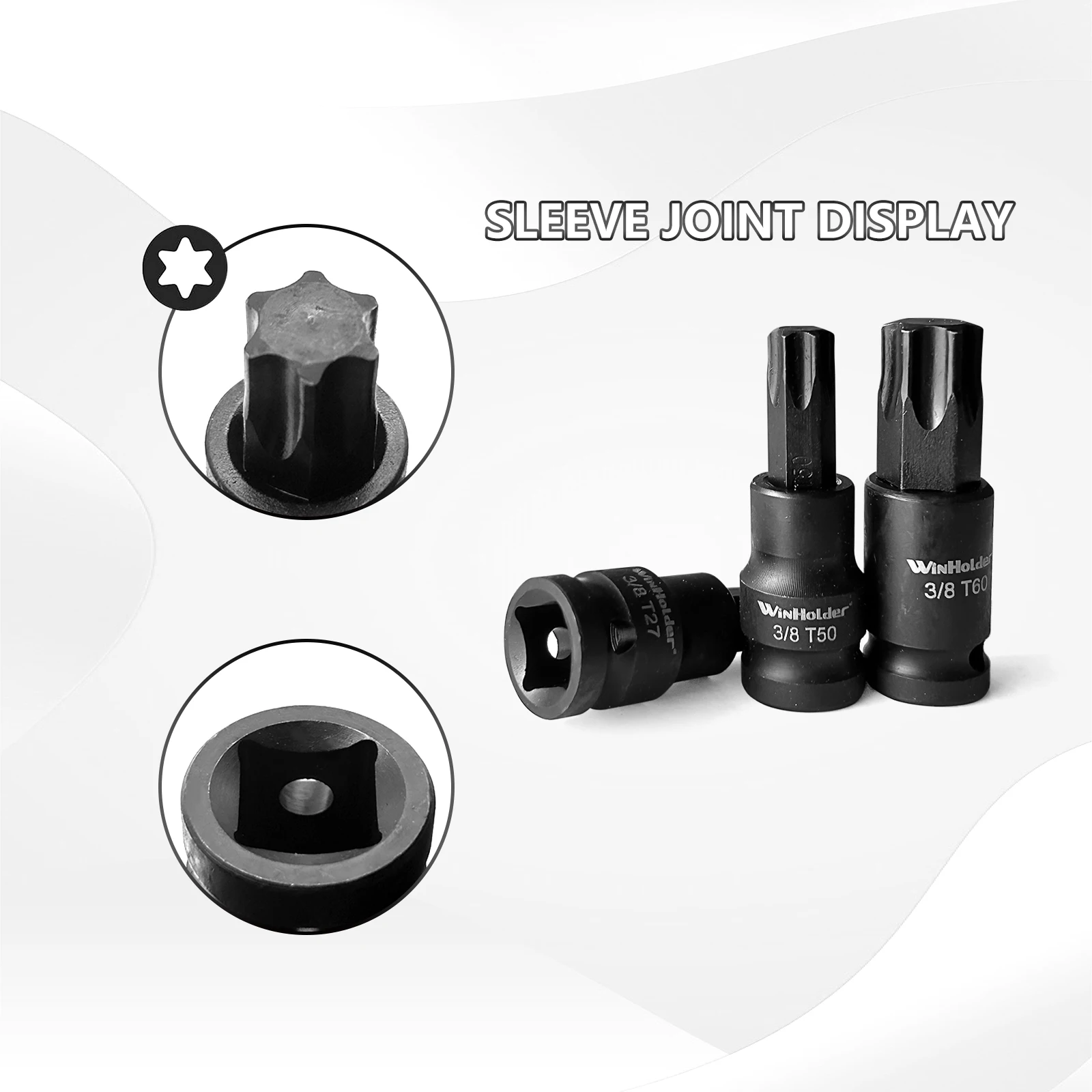 WinHolder 9PCS IMPACT TORX Star BIT Sockets Set 3/8" T20 T25 T27 T30 T40 T45 T50 T55 T60 For Most Auto Industrial Application