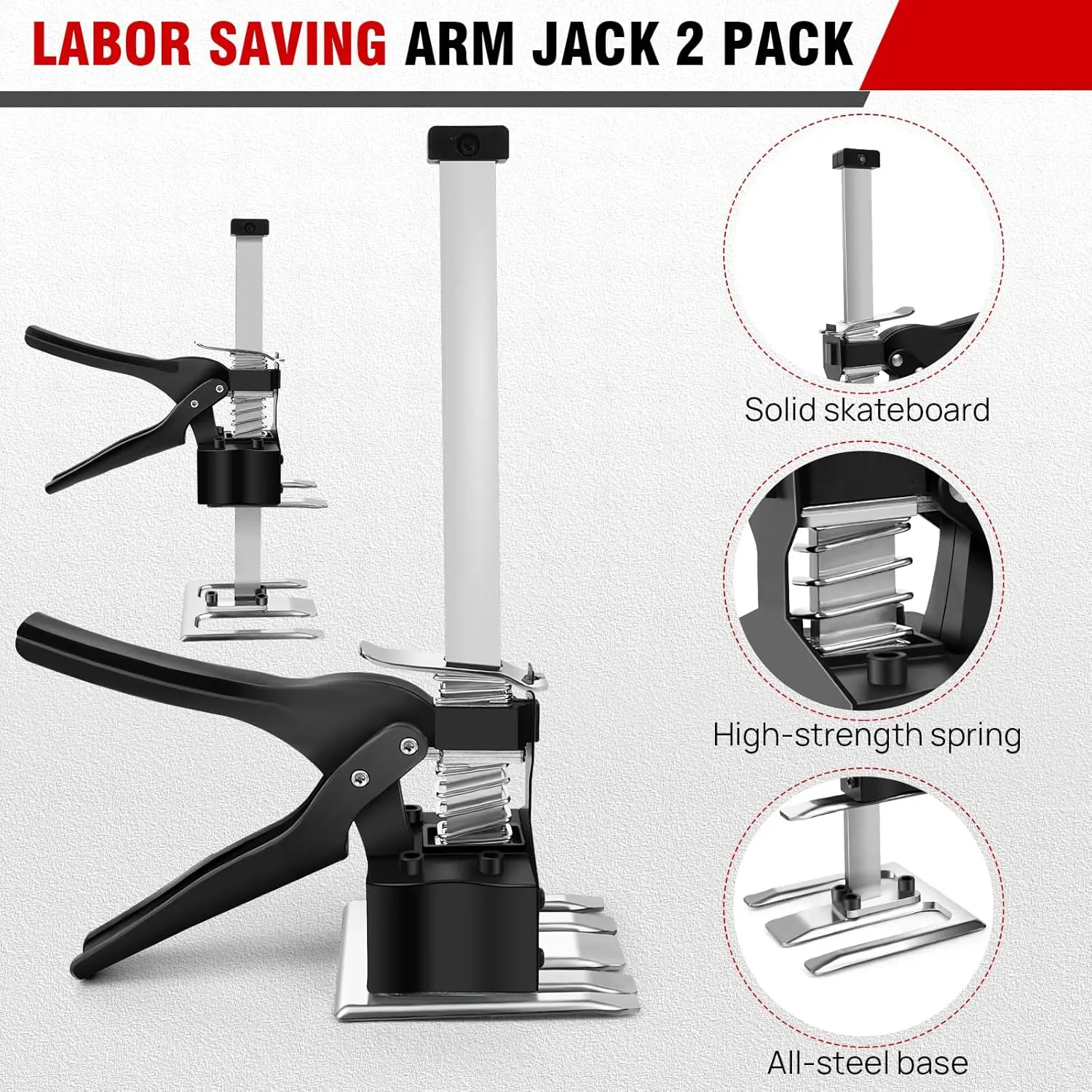2PCS New Labor Saving Arm Board Jack Cabinet Lifter Height Locator Adjusting Lifter Multifunctional Hand Lifting Tool Max. 170kg