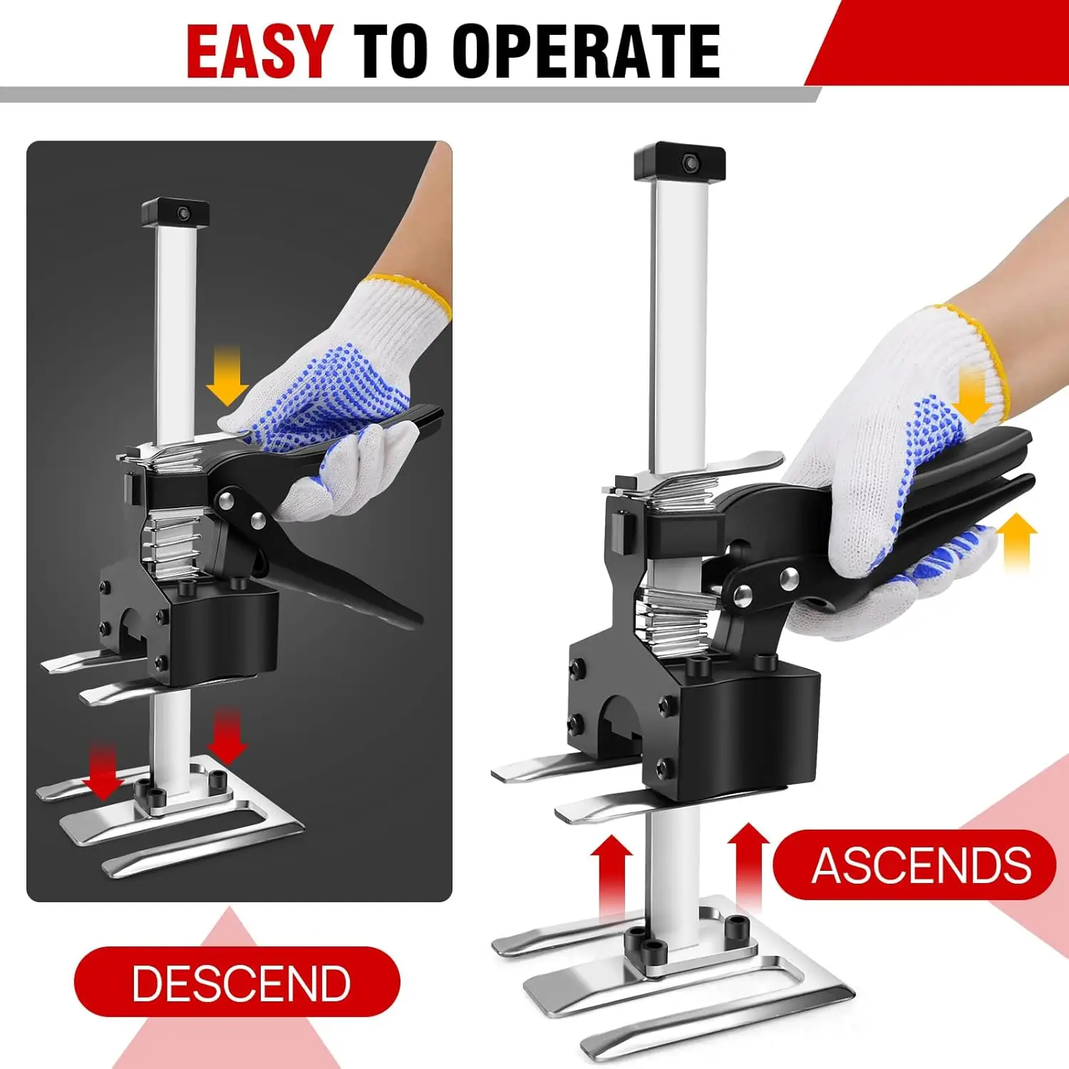 2PCS New Labor Saving Arm Board Jack Cabinet Lifter Height Locator Adjusting Lifter Multifunctional Hand Lifting Tool Max. 170kg