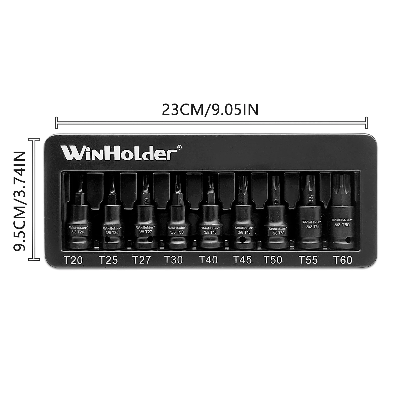 9PC 3/8" Drive Impact Torx Star Bit Sockets Set S2 Steel Bit Tool T20-T60 Sockets Bit