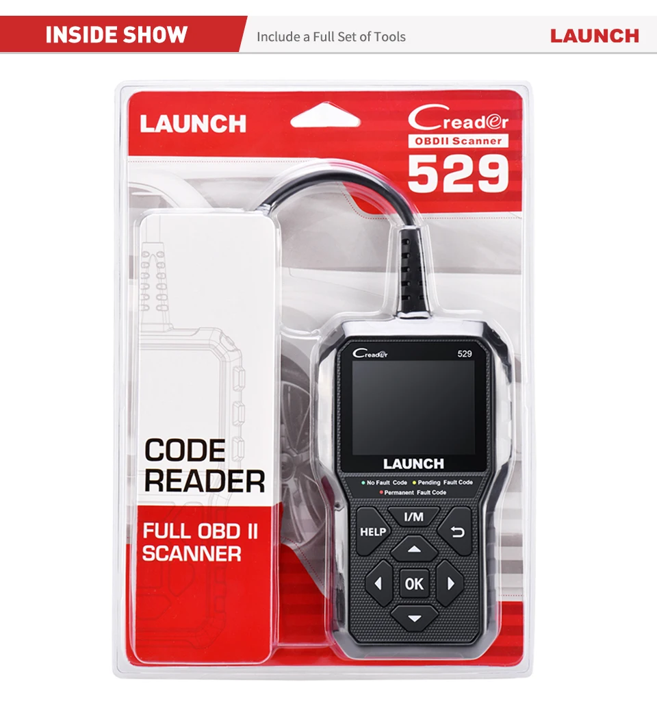 LAUNCH CR529 OBD2 Scanner Automotive Diagnostic Tool Car OBDII Code Reader Fault Code Read Scan DIY Code Reader Creader