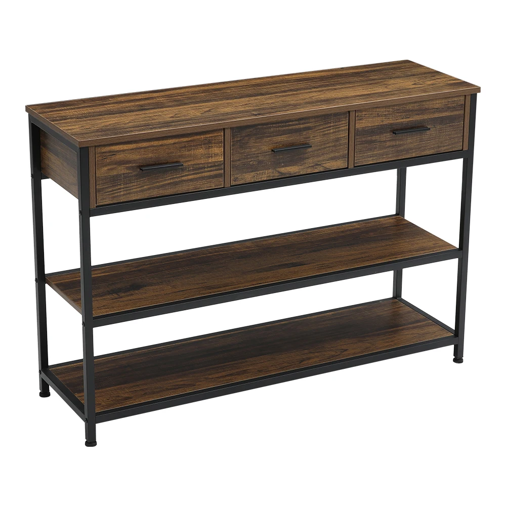 Console Table Narrow Entryway Table Vintage Console Table with Drawers and Shelves For Living Room Hallway Bookshelf