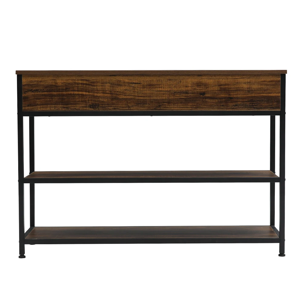 Console Table Narrow Entryway Table Vintage Console Table with Drawers and Shelves For Living Room Hallway Bookshelf