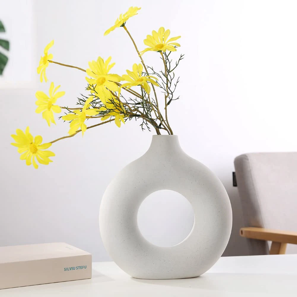 【Lifeideas】Nordic Style Ceramic Round Vase in White