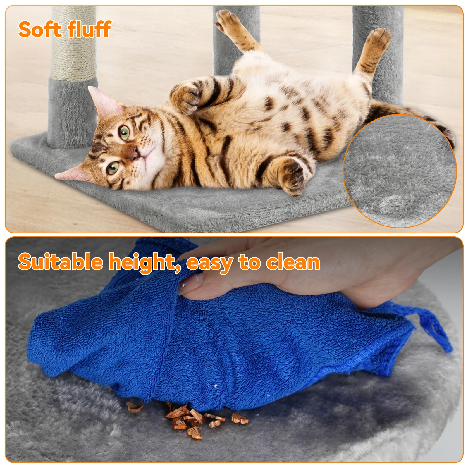 Passerscat Cat Tree Cat Tower With Toy For Indoor Cats Multi-Level With Scratching Posts Cat House Cozy Condo Padded Top Perches