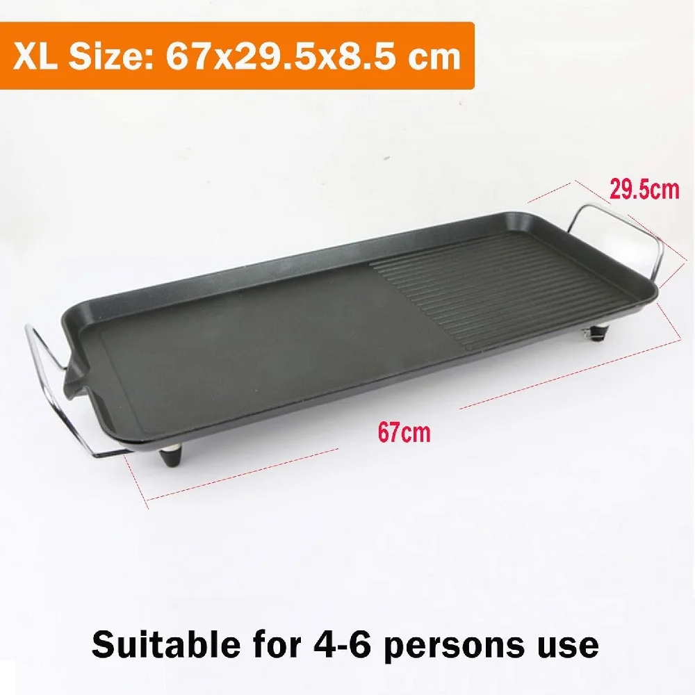 1500W Large Electric Health Food Grill Teppanyaki Grill with 5 Temperature Control for Kitchen Dinner Party Camping 73*28*8CM