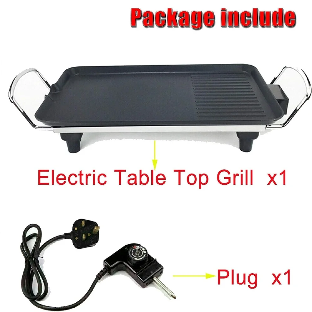 1500W Large Electric Health Food Grill Teppanyaki Grill with 5 Temperature Control for Kitchen Dinner Party Camping 73*28*8CM