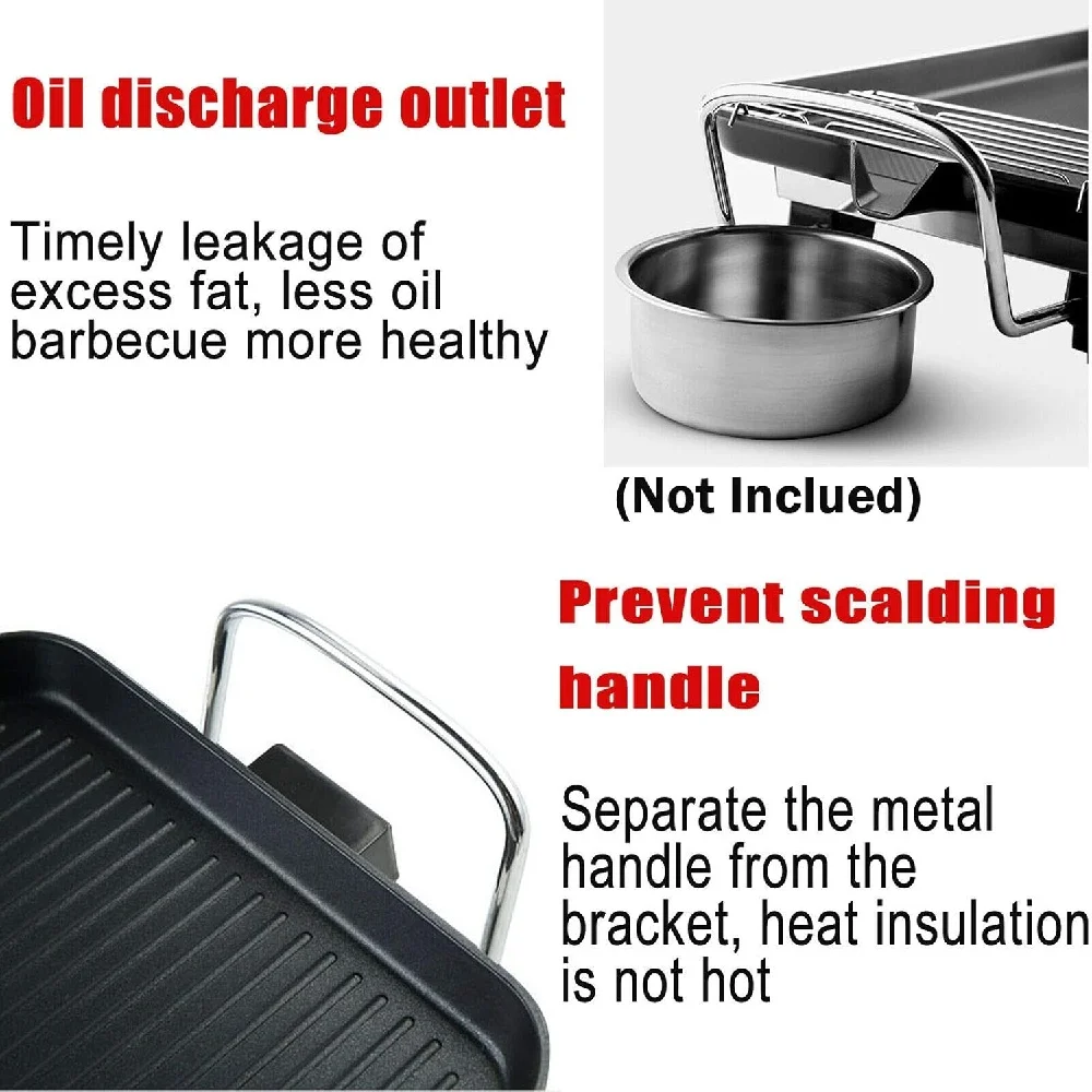 1500W Large Electric Health Food Grill Teppanyaki Grill with 5 Temperature Control for Kitchen Dinner Party Camping 73*28*8CM
