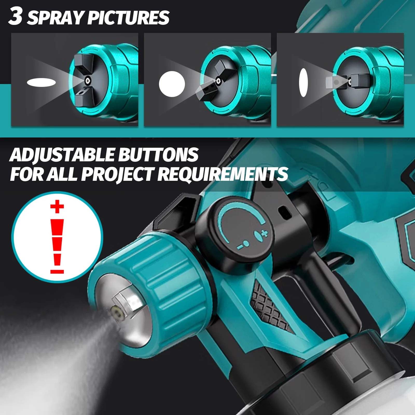 Cordless Electric Paint Spray Gun Portable Sprayer Replacement for  Makita Battery Pin 18V&1000ML