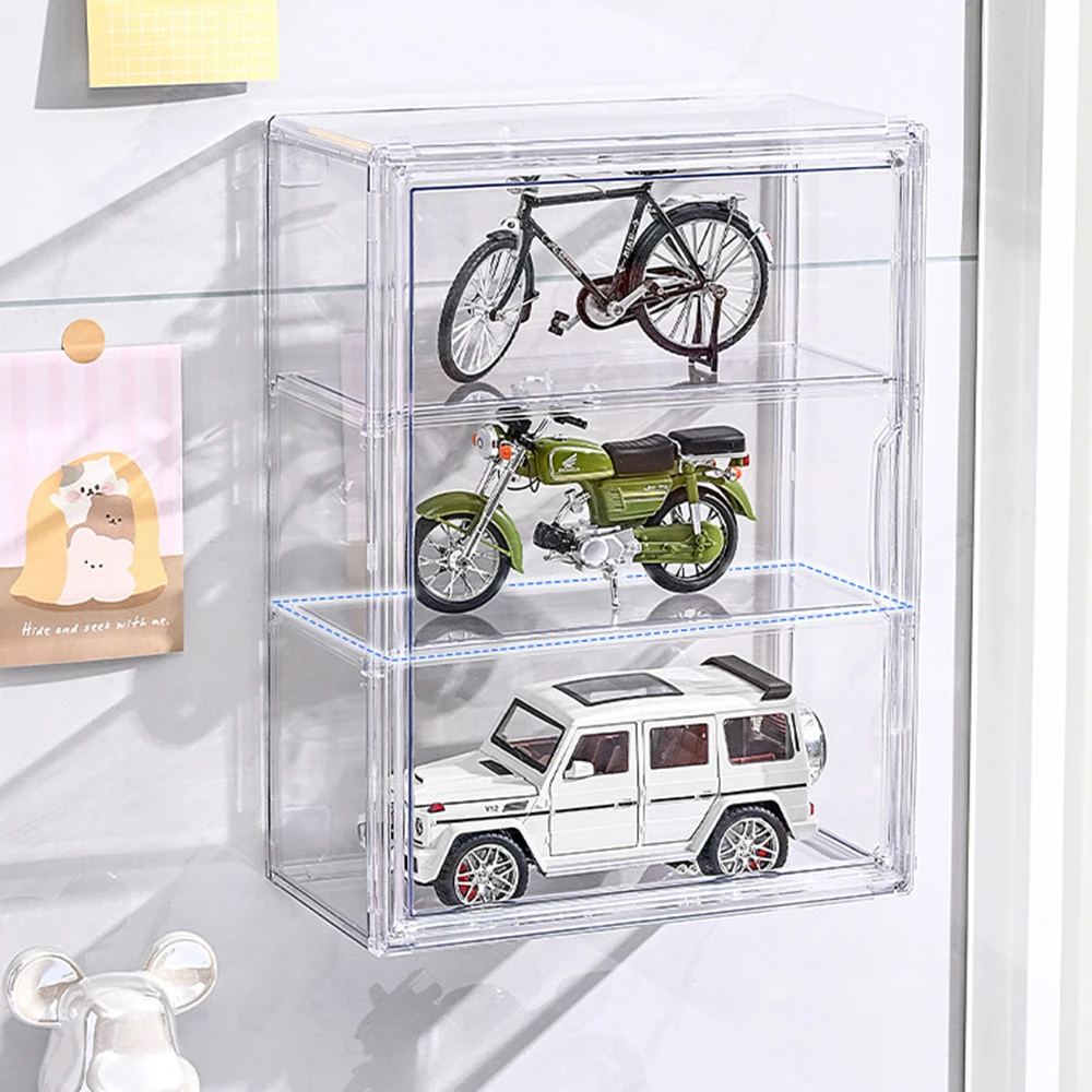 Voltsify Wall Mount Transparent 3-Tier Storage Display Case Hand-made Box Doll Frame Blind Box Storage Display Rack