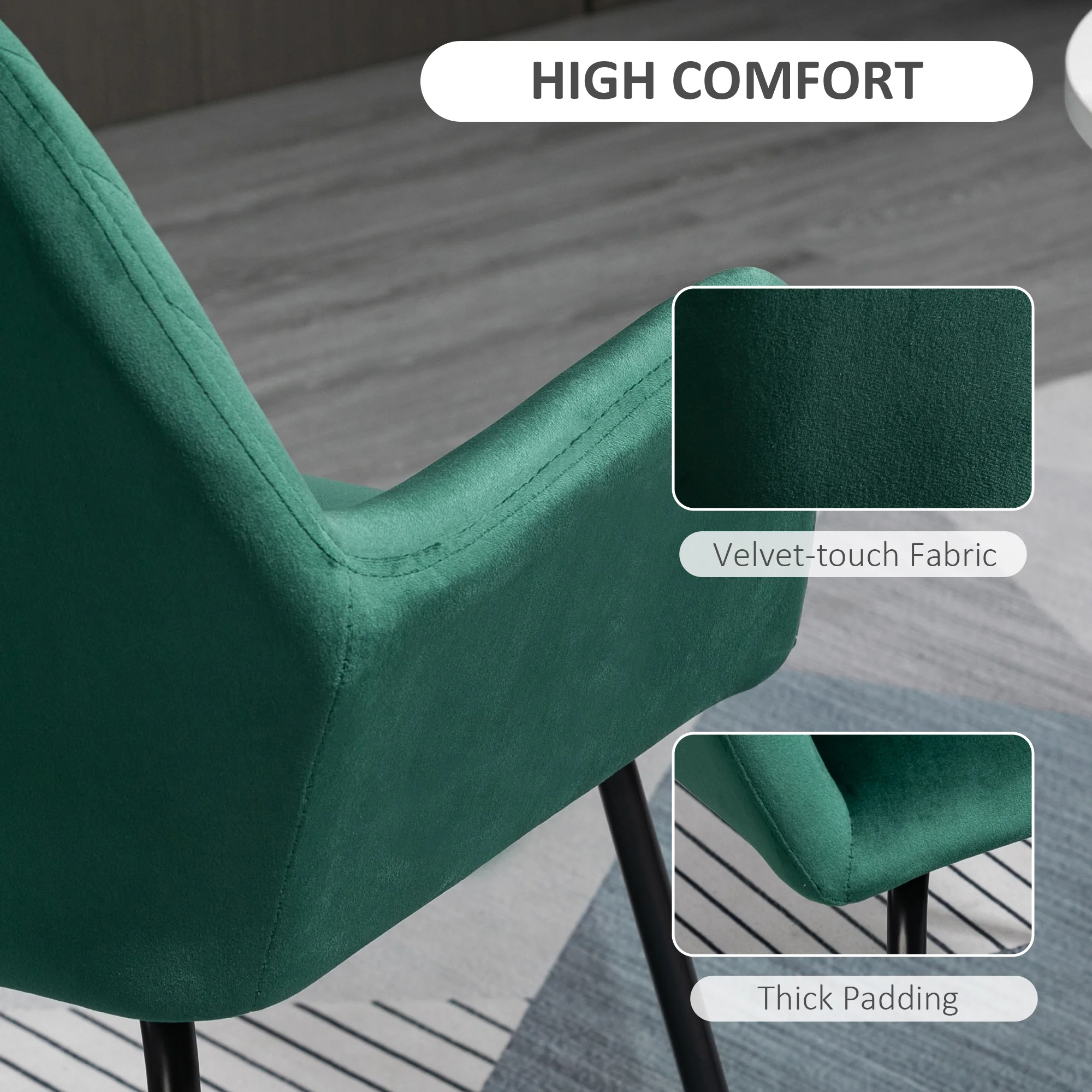 HOMCOM Modern Accent Chair Velvet-Feel Upholstered Lounge Armchair