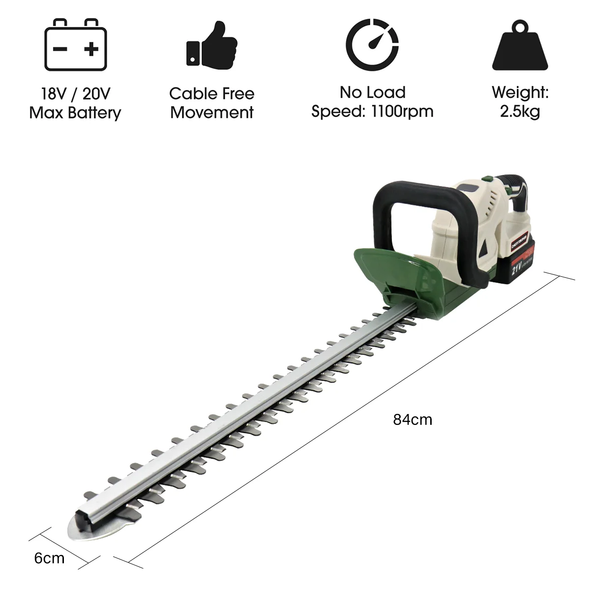 Brushless Cordless Hedge Trimmer Tree Branch Cutter Tool with 2Battery & Charger for Precision Gardening