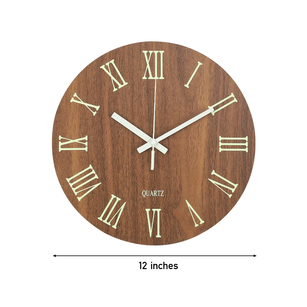 Voltsify Modern Luminous Wood Silent Wall Clock