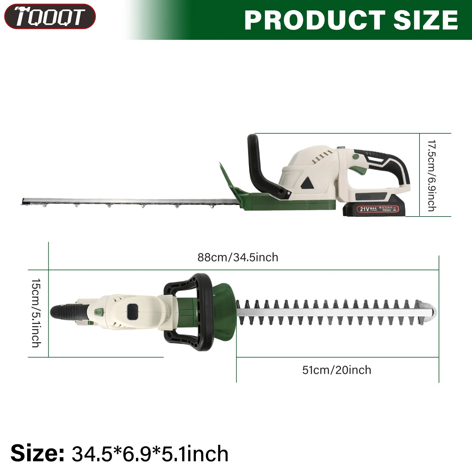Lightweight Cordless Hedge Trimmer with 2 Battery & Charger, Handheld Tree Branch Cutter Electric Pruning Tool for Garden Lawn Shrub