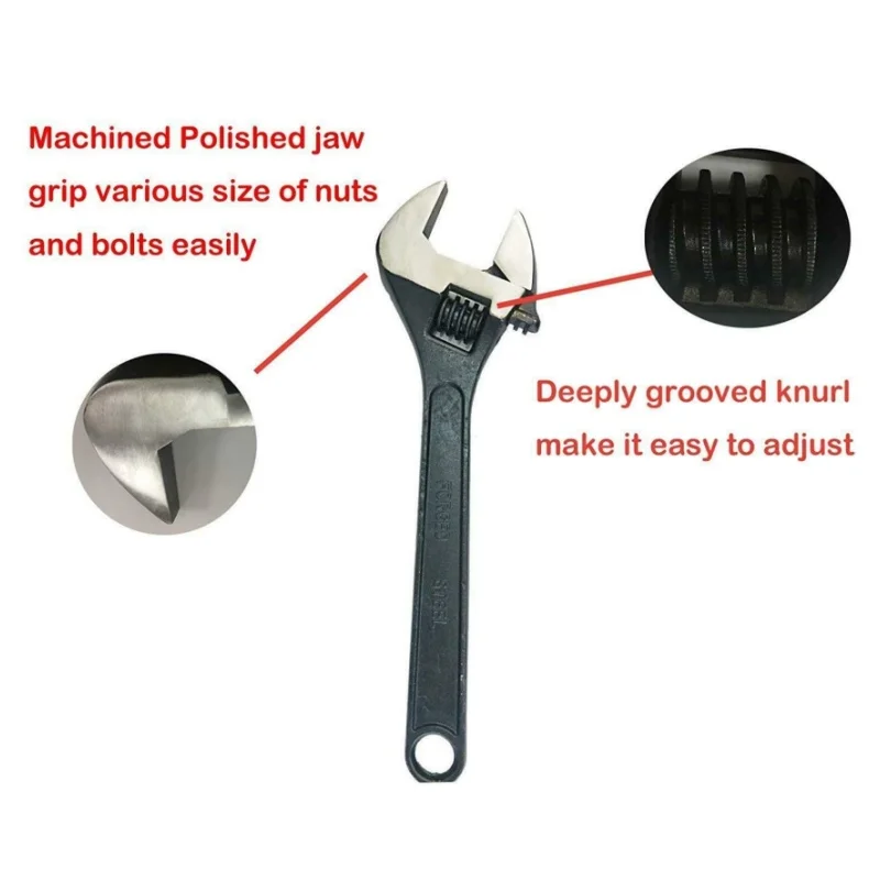 BRIEFNESS Wrench Motorcycle Repair Tool Workshop Repair Tool Black Adjustable Wrench Multi-Purpose Tool 18"/450 mm