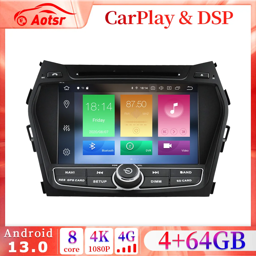 2din CarPlay PX6 Car radio Android 14 For Hyundai IX45 Santa Fe 2013-2017 AutoRadio GPS Multimedia Player Navi Stereo Head Unit