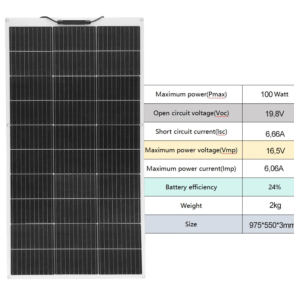XINPUGUANG 100w 200w 12v Portable Flexible Solar Panel 18V 100W - 1000W Plate Cells Monocrystalline Silicon Panel Solar Kit