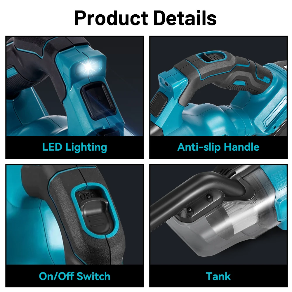Electric Vacuum Cleaner Handheld Cordless Vacuum Home Car Dual Use Portable High Power Cleaning Tool for Makita 18V Battery