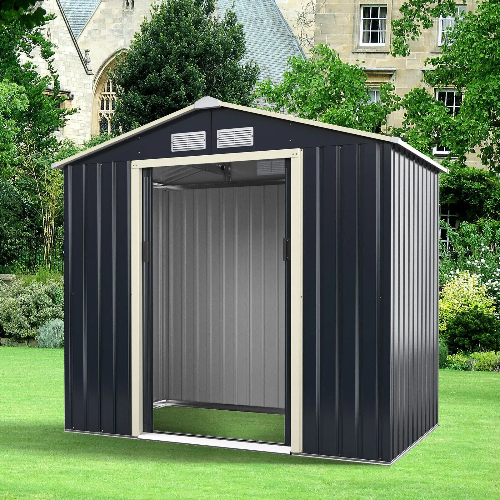 GOFLAME 7FT x 4FT Garden Storage Shed Large Utility Storage House w/Sliding Door