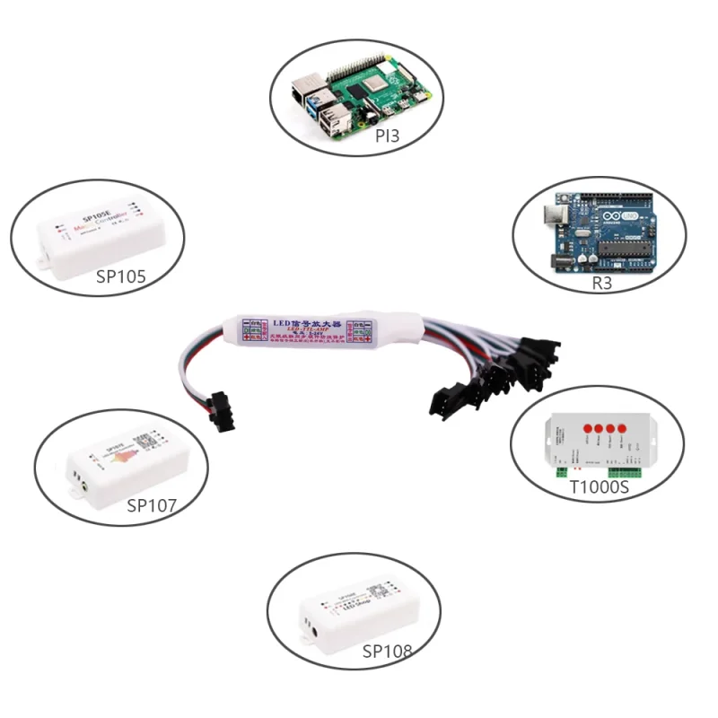 1-10PCS DC5-24V Mini SPI Signal Repeater Amplifier for WS2812B WS2811 1903 16703 IC Pixel RGB LED Strip Addressable Dream Color