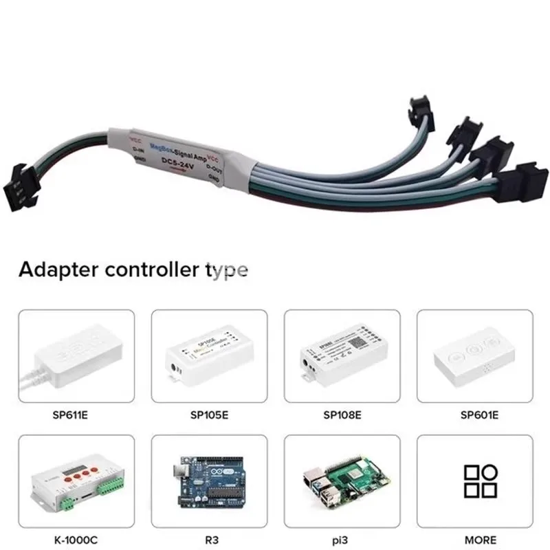 1-10PCS DC5-24V Mini SPI Signal Repeater Amplifier for WS2812B WS2811 1903 16703 IC Pixel RGB LED Strip Addressable Dream Color