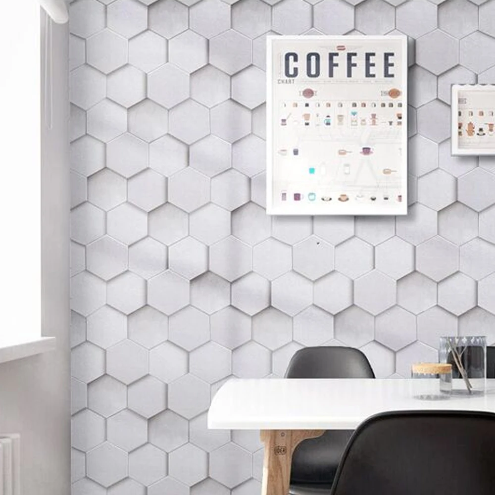 3D Modern PVC Wallpaper Hexagon Pattern Home Wall Decor Wallpaper Roll for Living Room Bedroom Walls