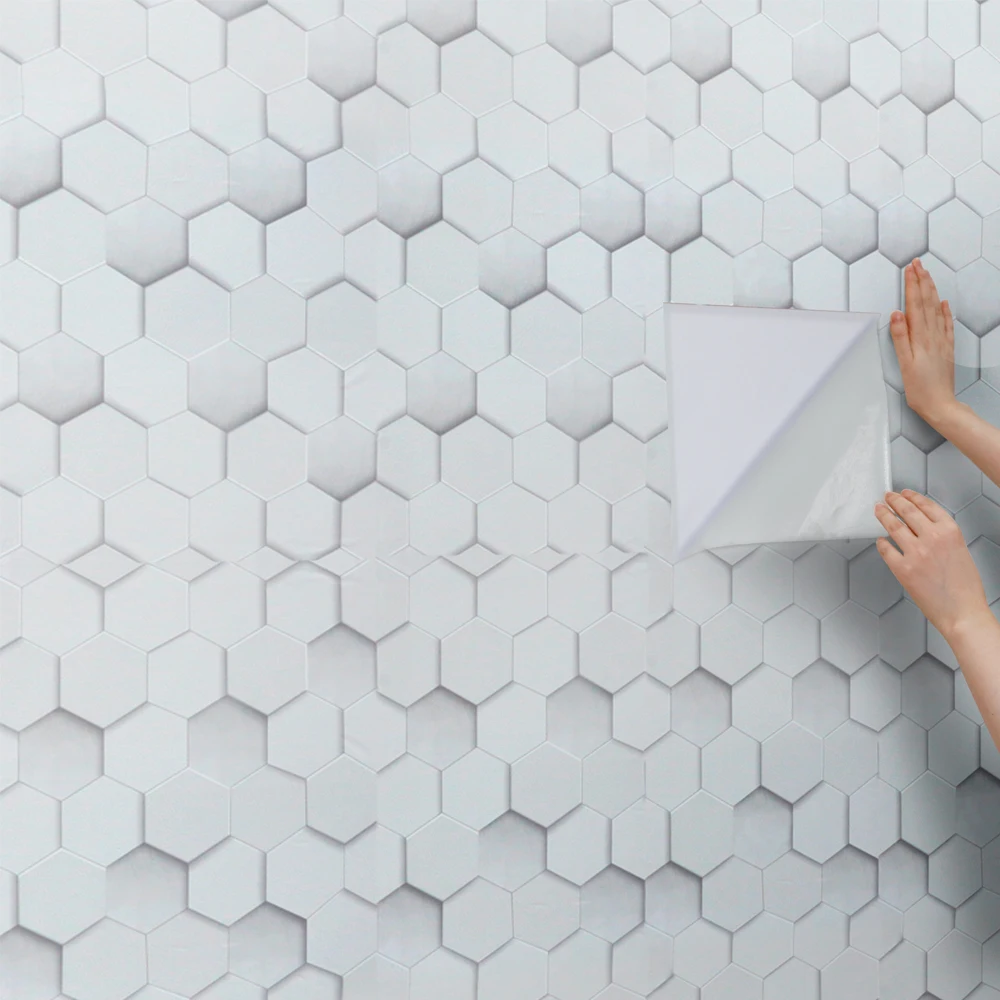 3D Modern PVC Wallpaper Hexagon Pattern Home Wall Decor Wallpaper Roll for Living Room Bedroom Walls