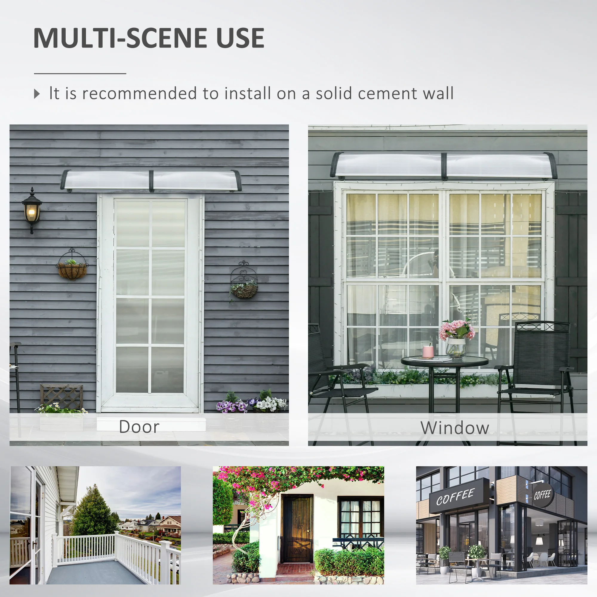 Outsunny Door Canopy Outdoor Awning Rain Shelter for Window Porch