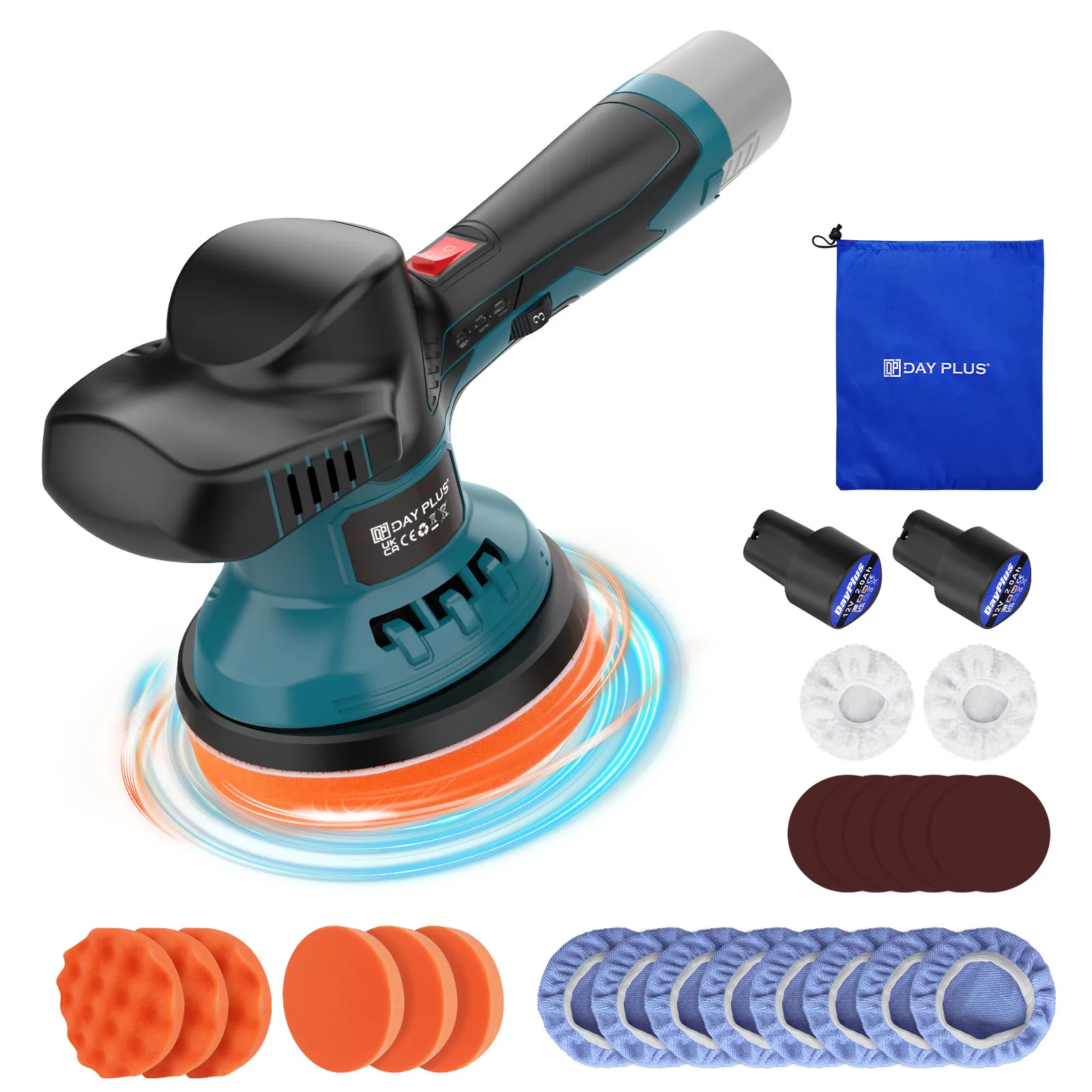 12V Cordless Car Buffer Polisher,6 Variable Speed Car Polishing Kit, For Car Detailing/Polishing/Waxing/Scratch Removing