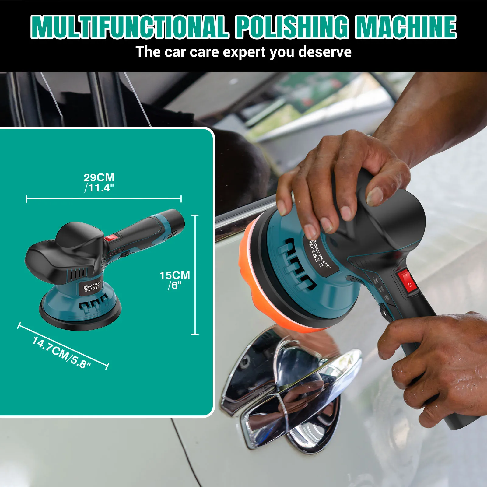 12V Cordless Car Buffer Polisher,6 Variable Speed Car Polishing Kit, For Car Detailing/Polishing/Waxing/Scratch Removing